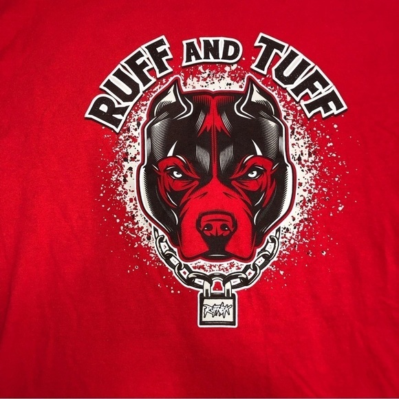 Original Rufnek Ruff and Tuff Dog Graphic Mens T-shirt Red Size XL Short Sleeve - Picture 2 of 7